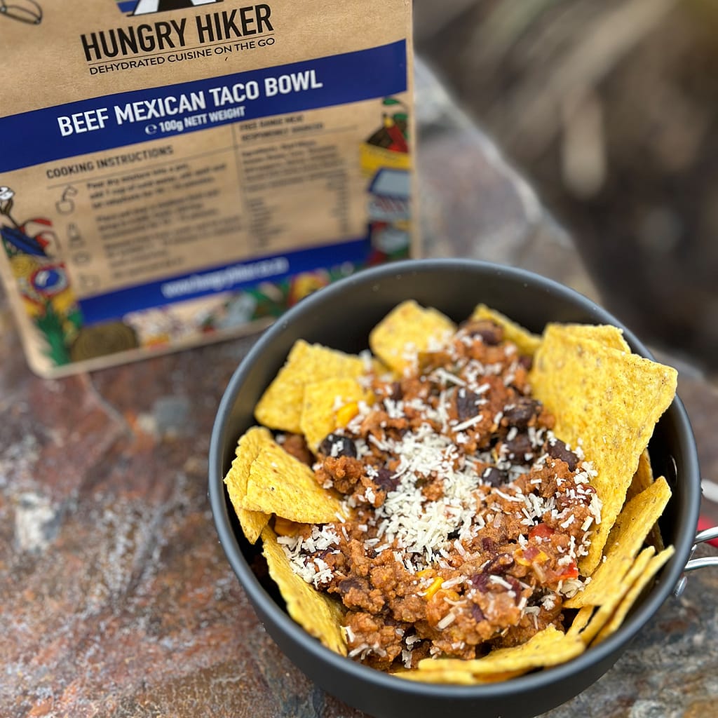 Hungry Hiker hiking meal tester packs featuring a variety of dehydrated hiking meals. Designed for hikers who want to test flavours and plan meals for overnight or multi-day hikes.