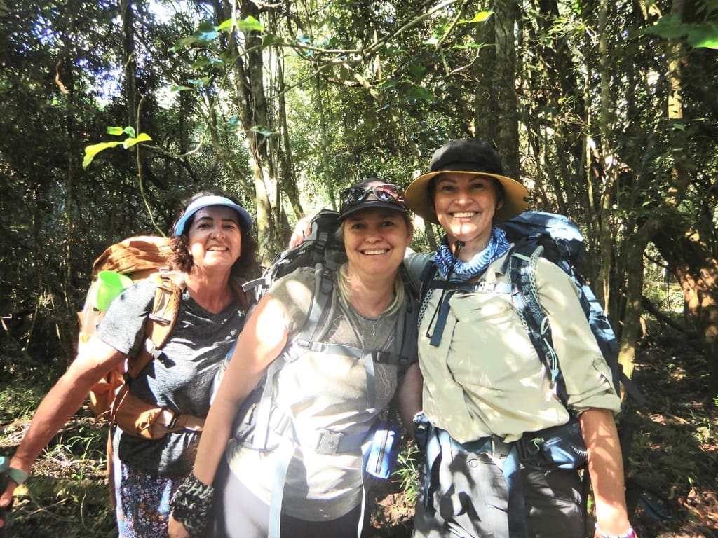 Friends enjoying a multi day hike